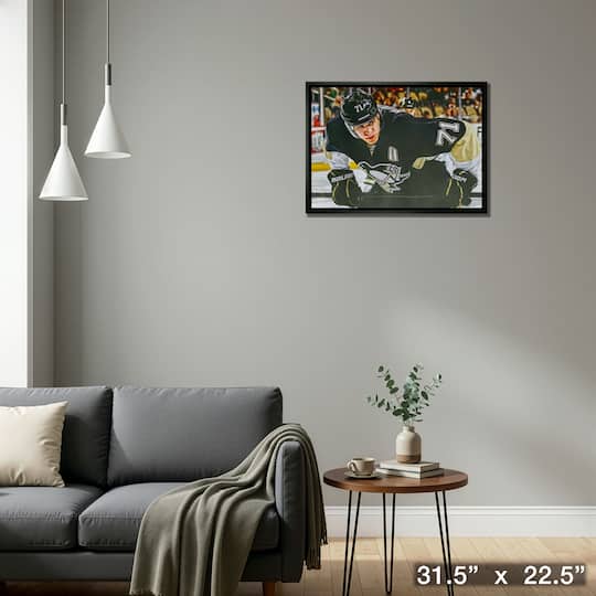 Evgeni Malkin Pittsburgh Penguins Framed 20" x 29" Faceoff Canvas 31.5" x 22.5"